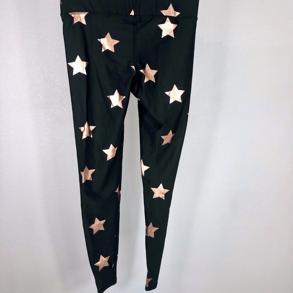Terez Rose Gold Stars Foil Tall Band Leggings - Picture 3 of 6